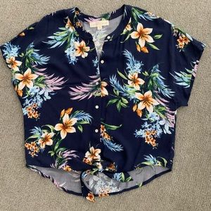 Love Stitch floral short sleeve shirt.